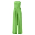 thumbnail image 4 of Kagetolytai Jumpsuits for Women Women's Plus Size Strapless Tube Top Wide Leg Pants Jumpsuit Baggy Off Shoulder Overalls Smocked Romper with Pockets Wide Leg Pants Woman Green M, 4 of 6