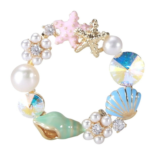 1 broche con incrustaciones de perlas y caracola de estrella de mar, broche creativo con aceite de goteo para niña