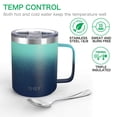 thumbnail image 2 of Stainless Steel 12 oz Vacuum Insulated Coffee Cup, THILY Travel Mug with Handle, Spill-proof Lid, Keep Coffee Cold or Hot, Ombre: Green & Navy, 2 of 5