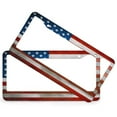 thumbnail image 2 of License Plate Frames American Military Soldiers License Plate Frame License Plate Shield Frame 2 Pcs Set 4th of July Independence Day Metal License Plate Cover for Women Men US Vehicles Standard, 2 of 6