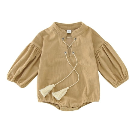 

Larisalt Bodysuit For Infant Girl Baby Girls Long Sleeve One Piece Layering Bodysuit with Ruffles Yellow