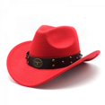 thumbnail image 5 of Woolen Felt Cowboy Hat for Adult with Belt Fashion Carnivals Party Costume Cap Women Men Halloween Festival Headwea, 5 of 5
