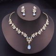 thumbnail image 2 of Ensemble de Bijoux de Mode Design Floral de Luxe pour Femmes Colliers Boucles d'Oreilles Ensembles Accessoires de Robe de Mariée Argent Blanc, 2 of 6
