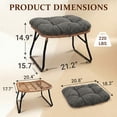 thumbnail image 6 of Tappio Foldable Ottoman Stool, All Weather Wicker Footstool with Cushion and Non-Slip Pads, Outdoor Seating Footrest for Bedroom, Living Room, Porch, Balcony, Gray, 6 of 7