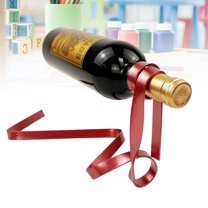 MERRYHAPY Red Ribbon Wine Bottle Holder Suspension for Christmas New Year Holiday Home Decor