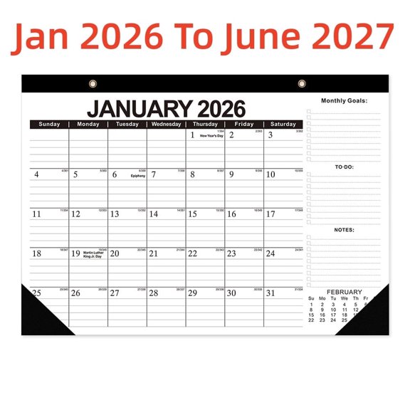 Calendar for Desk and Wall 2026-2027, Monthly Organizer for Home or Office, 17" x 12"
