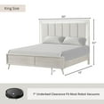 thumbnail image 2 of Roundhill Furniture Seluna LED Lighting Panel Bed, Upholstered Headboard, Gray Oak Finish, King, 2 of 11