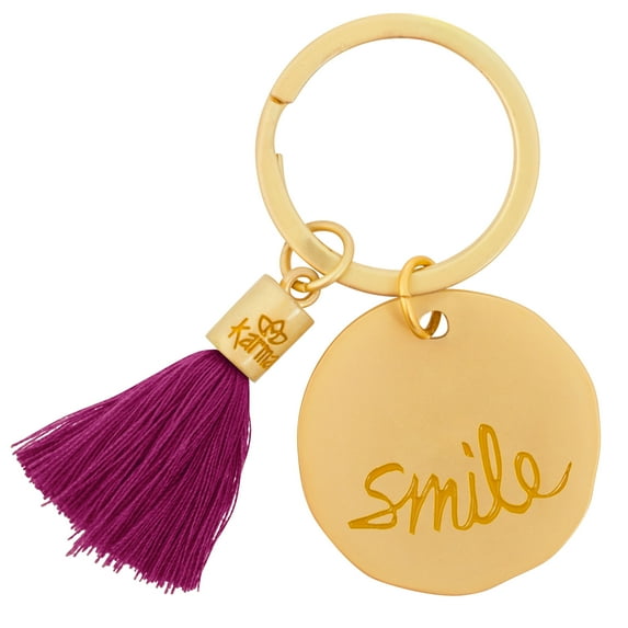 One Word Round Keychain, Smile