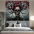 thumbnail image 4 of Black and White Goth Skull Tapestry for Bedroom, Gothic Skeleton Halloween Wall Tapestries Aesthetic, Horror Ghost Rider Night Sky Moon Dark Wall Hanging Decor for Living Room, 4 of 6