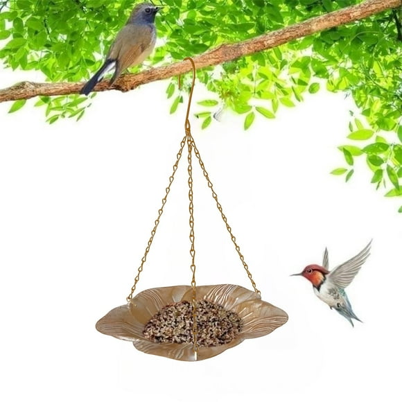 Antqov Mangeoires Suspendues pour Oiseaux, Décoration de Jardin Extérieur Mangeoire Suspendue Plateau - Plateforme en Maille Métallique pour Oiseaux Jardin Cour Extérieur