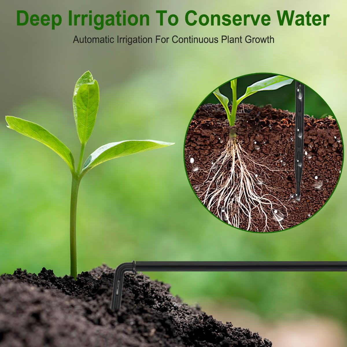Easy Solar-Powered Drip Irrigation Kit - Automatic Watering System for Garden, Patio & Houseplants - Includes Water Pump, 33ft Tubing, 10 Drippers - Saves Time & Water