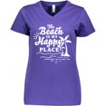 thumbnail image 3 of Inktastic The Beach is My Happy Place with Palm Trees Women's V-Neck T-Shirt, 3 of 5