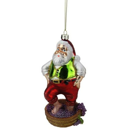 - Northlight Seasonal Tuscan Winery Santa Claus Stomping Grapes Glass Christmas Ornament
