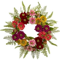 Nearly Natural Mixed Flower Wreath in Multi-Color