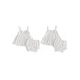 thumbnail image 2 of BemeyourBBs Toddler Baby Girls Summer Clothes Little Baby Girl Summer Outfit Cute Solid Color Strap Sleeveless Eyelets Ruffle Tank Vest Tops with Bloomer Shorts 2Pcs Set, 2 of 9
