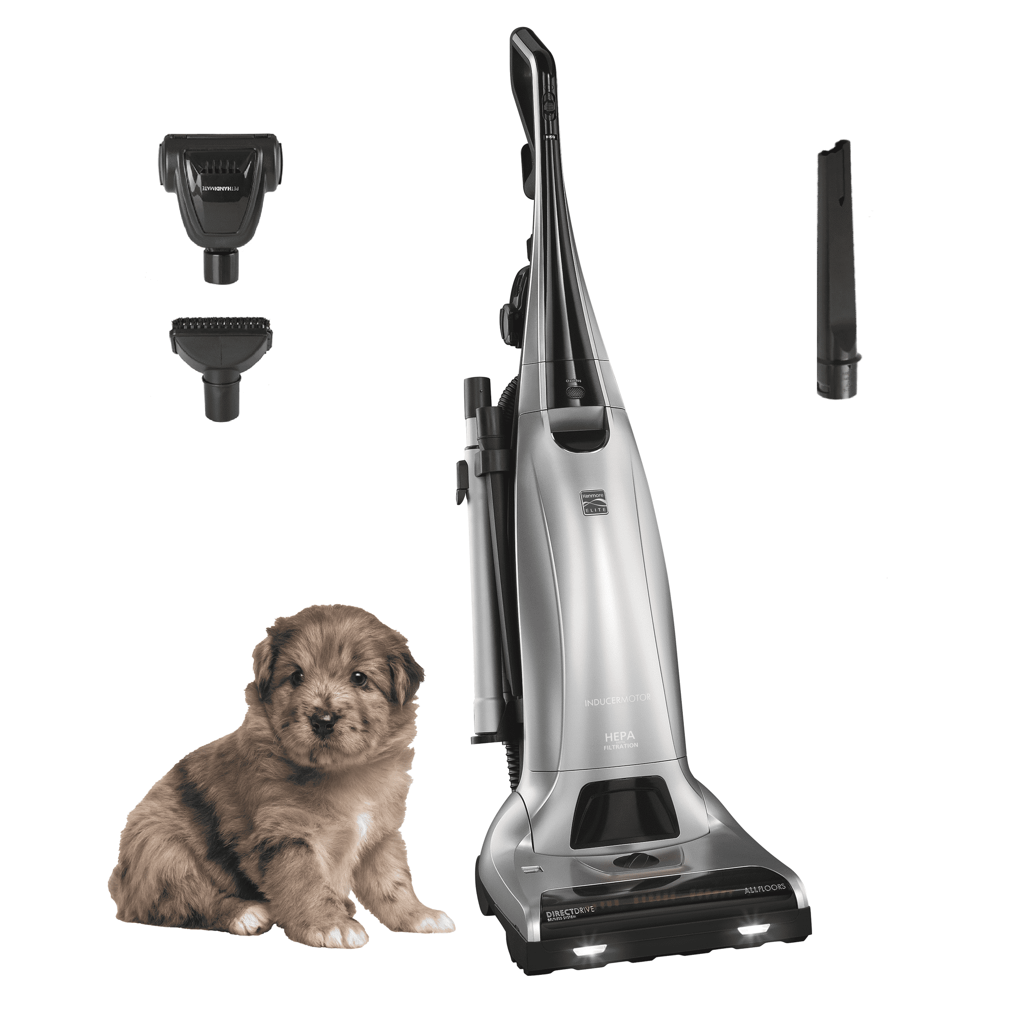 Kenmore Elite 31150 Pet Friendly Bagged Upright Beltless Vacuum w/Pet Handi-Mate, Triple HEPA, 3D Inducer Motor, Telescoping Wand, 5-Position Height Adjustment, 3 Cleaning Tools-Silver