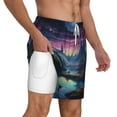 thumbnail image 2 of Balery Fantasy Landscape Starry Night Mens Swim Trunks Swim Shorts for Men Quick Dry Inseam Beach Shorts with Compression Liner Pocket-XX-Large, 2 of 9
