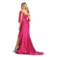 thumbnail image 4 of Womens Magenta Bridesmaid Prom Stretchy Long Cowl Neck Off The Shoulder Trumpet Plus Size Dress, 4 of 6