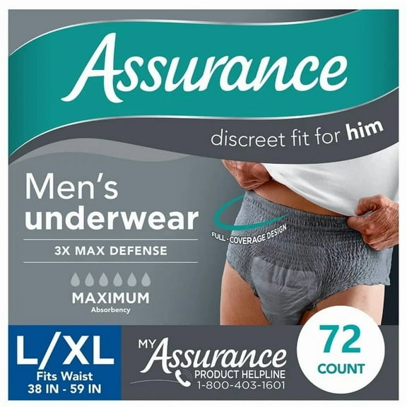 Men's Incontinence Underwear, L/XL , Maximum Absorbency (72 Count)