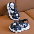 thumbnail image 5 of Siilsaa Kids Sandals Infant Soft Open Toe Summer Sandals Flower Princess Flat Shoes Black,8.5, 5 of 6