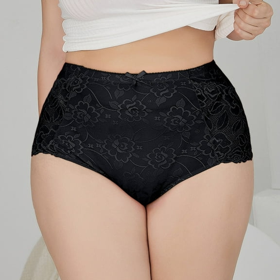 HUPOM Women'S Underwear Funny Underwear For Women High waist Elastic Waist Solid Briefs Black 3XL
