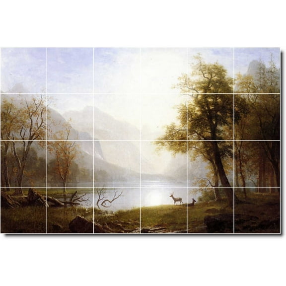 Ceramic Tile Mural-Albert Bierstadt Landscapes Painting 108. 25.5" w x 17" h using (24) 4.25 x 4.25 ceramic tiles