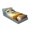 thumbnail image 2 of Ambesonne Scenery Fitted Sheet & Pillow Sham Set, Dreamy Sunset on River, Twin, Blue Yellow, 2 of 2