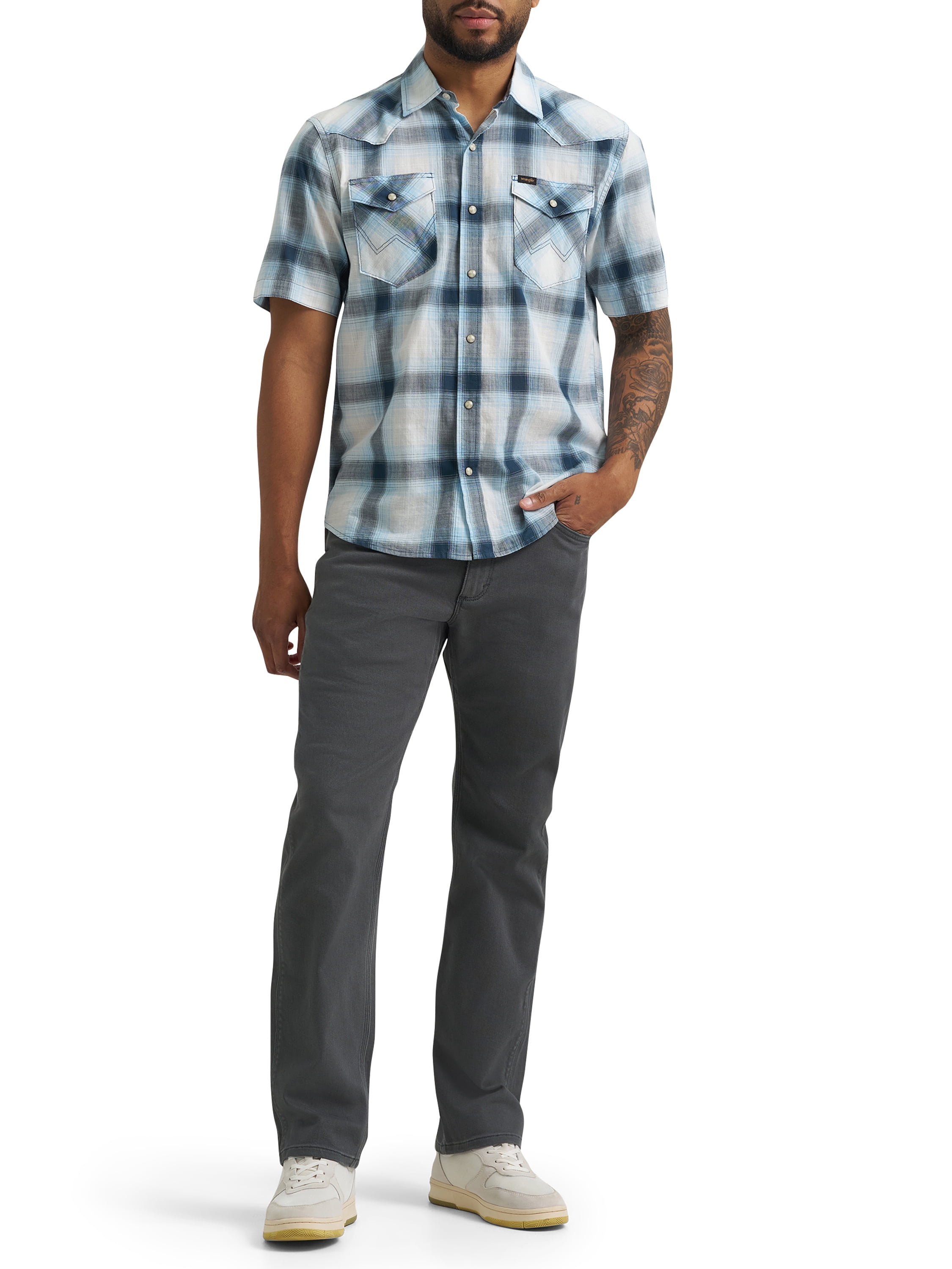 Wrangler® Men's Premium Short Sleeve Plaid Shirt, Sizes S-2XL
