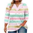 thumbnail image 2 of Rciityk Blouses for Women Casual 3/4 Sleeve V Neck T Shirts Plus Size Floral Print Pullover Tunic Tops Basic Shirts, 2 of 5