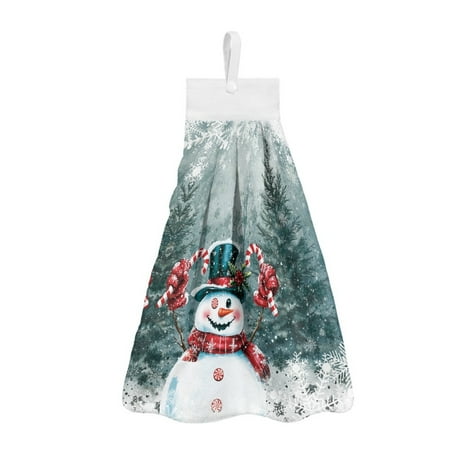 

ZIATUBLE Christmas Snowman Hand Drying Towels Snowflakes Dish Towels for Kitchen Drying Breathable Hanging Hand Towels with Loop Kitchen Hand Towels and Washcloths Home Decor