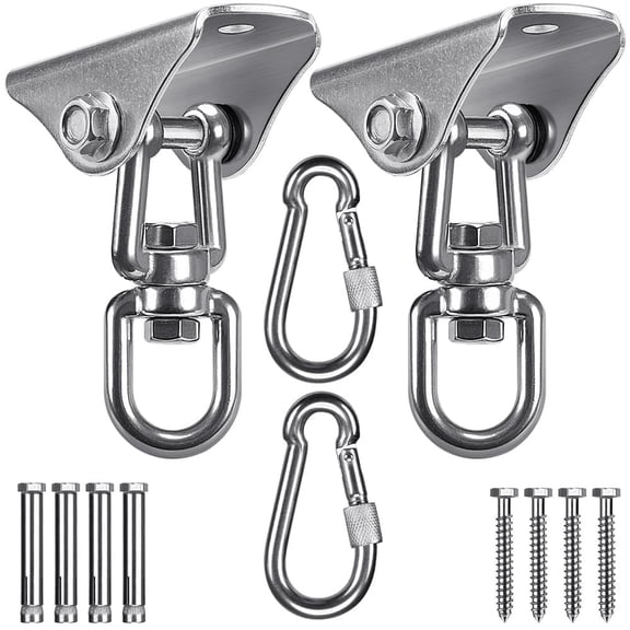 Runstore Swing Hangers - 1000 lb Stainless Steel Swivel Mount Hardware with Carabiners, 2 Pack for Porch Hammock, Heavy Bag & Yoga Indoor Outdoor