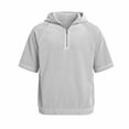 thumbnail image 4 of Yertdoel Hoodies for Men, Solid Color Short Sleeve Hooded Half Zip Pullover Sweatshirt Soft Loose Lightweight Breathable Beach Vacation Summer Outdoor Casual Shirts, 4 of 6