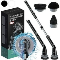 JULY HOME Electric Shower Scrubber with Extendable Handle - Electric Scrubs Brush - Electric Shower Scrubber with 3 Replaceable Brush - Bathtubs Brush for Tile, Kitchen, Cars - Electric Spin Scrubber