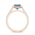thumbnail image 3 of 925 Sterling Silver Cushion Shaped Blue Topaz Halo Ring, Moissanite Engagement Ring in Rose Gold Plated| December Birthstone Wedding Ring, Birthday, Anniversary Jewelry, Ring Size 8, 3 of 4
