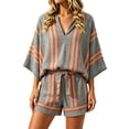 thumbnail image 2 of KKBOTIVE Short Sets for Women 2 Piece V Neck Summer Vacation Outfits for Women Boho Beach Matching Sets Casual Resort Wear Outfits 2026 OTHER XXXXXL, 2 of 6