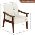 thumbnail image 2 of Corduroy Accent Chair, Mid-Century Modern Armchair with Solid Wood Legs, Reading Leisure Chair with High Back for Living Room Bedroom Waiting Room Beige, 2 of 5