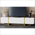 thumbnail image 5 of TV Furniture Modern White & Gold Fluted TV Stand with Storage, Fits 80” TVs | White | TV Size Ranges Up to 80”, 5 of 18