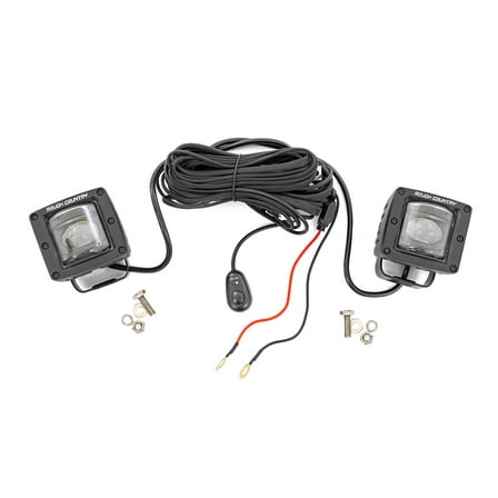 Rough Country 2" Square SAE LED Fog Lights | 2400 Lumens | Pair | Yellow- 70907A