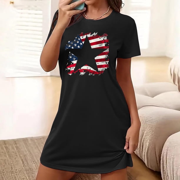 Camisón corto de talla grande para mujer, camisón de manga corta con estampado de pecho a la moda, camisón para mujer