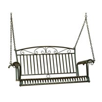 Pemberly Row Iron Patio Porch Swing in Black