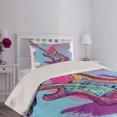 thumbnail image 4 of Ambesonne Music Quilted Coverlet 2 Pcs, Guitar Instrument, Twin Size, Lavender Magenta, 4 of 5