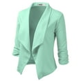 thumbnail image 2 of Doublju Women's Ruched 3/4 Sleeve Open Front Blazer Jacket with Plus Size, 2 of 4