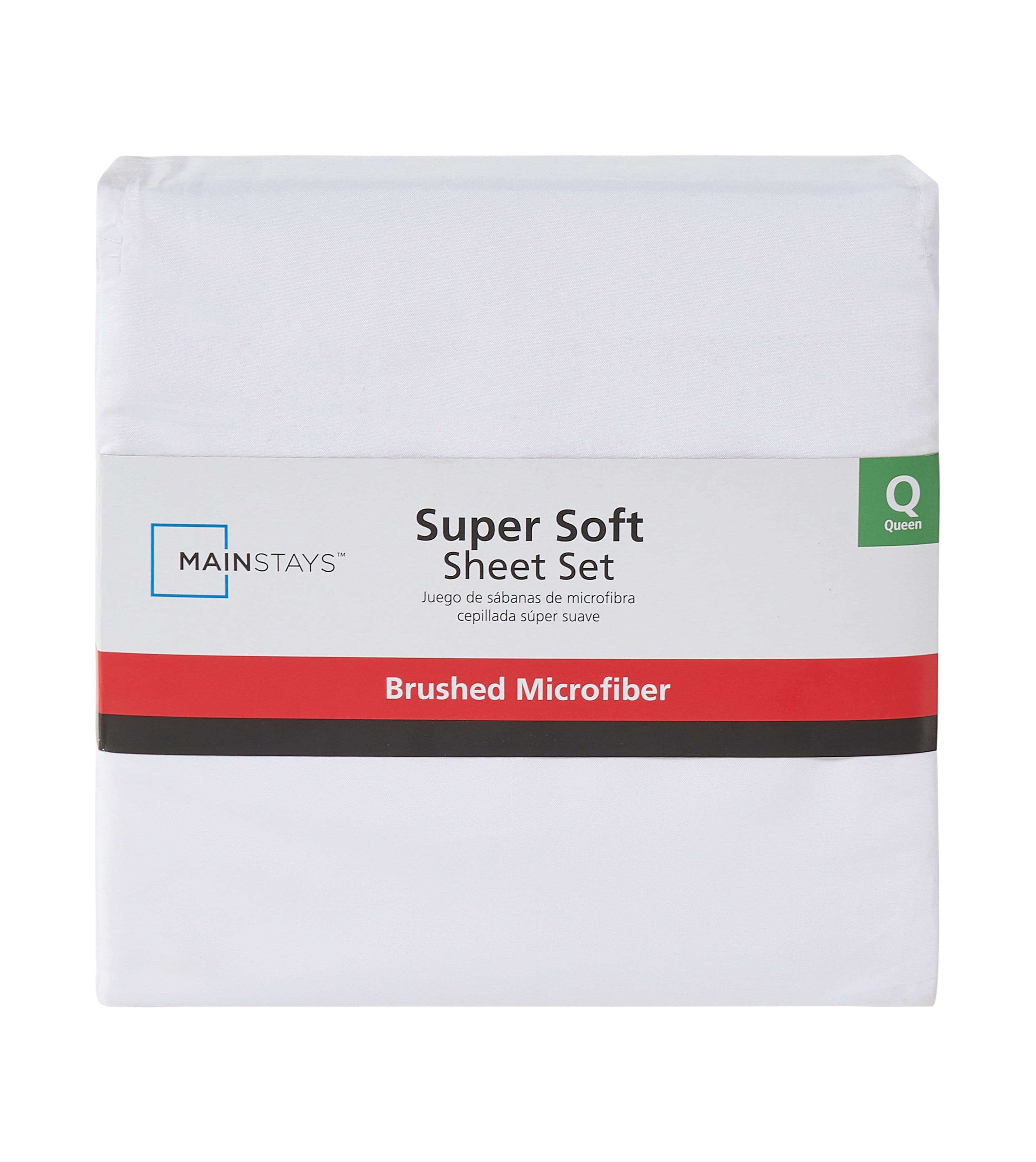 Mainstays Super Soft High Quality Brushed Microfiber Bed Sheet Set, King, Arctic White, 4 Piece