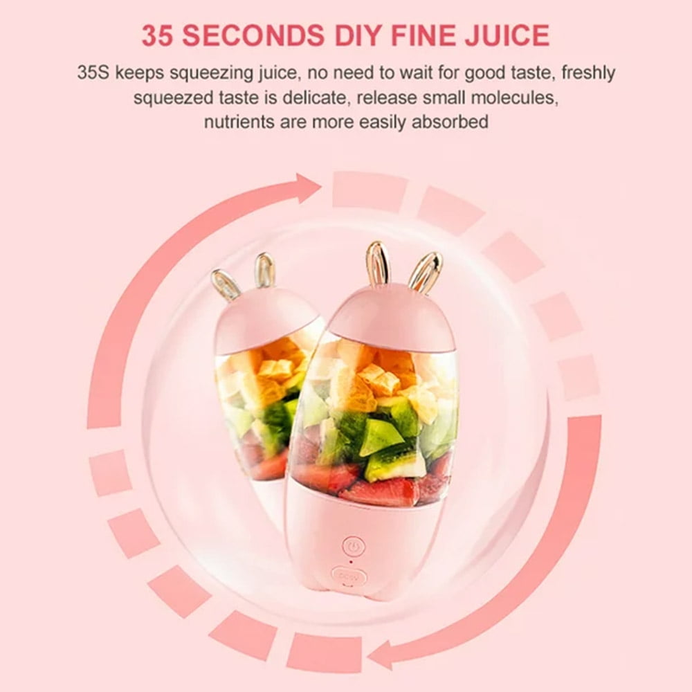 LNGOOR 400ml Portable Blender, Personal Eletric USB Rechargeable Juicer Blender forFruit, Smoothie, Baby Food Mixing Machine, 1500mAh Battery(Pink)