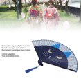 thumbnail image 4 of Ventilador de Mano Plegable, Bambú de Dibujos Animados Versátiles Fáciles de Abrir Close Decorative Decorative Cartoon Cat Pleging Handheld Fan Atractivo Con Borla para Festival de Música, 4 of 7
