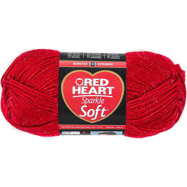 Red Heart Sparkle Soft Yarn, Really Red
