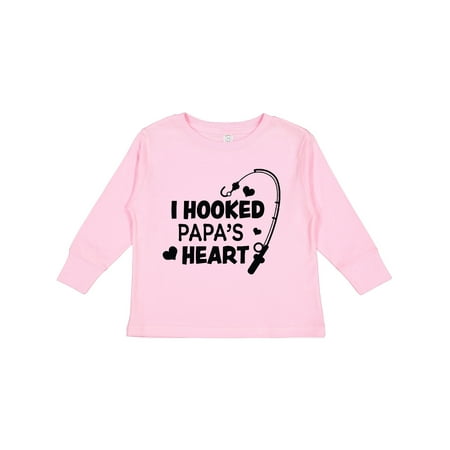 

Inktastic I Hooked Papa s Heart with Fishing Rod Gift Toddler Boy or Toddler Girl Long Sleeve T-Shirt