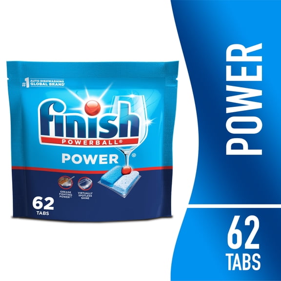 Finish Power Dishwasher Pods, No Pre-Rinse Dishwasher Detergent Tabs Soap, Deep Clean, 62 Count