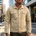 thumbnail image 6 of LODIENY Men Denim Trucker Jacket Button Down Collared Long Sleeve Classic Fit Jean Coats Western Style Cowboy Jackets Khaki XXL, 6 of 6