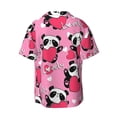 thumbnail image 2 of Disketp Men's Hawaiian Panda Heart Valentine Pink Print Shirts Button Down Holiday Beach Shirts-Large, 2 of 7